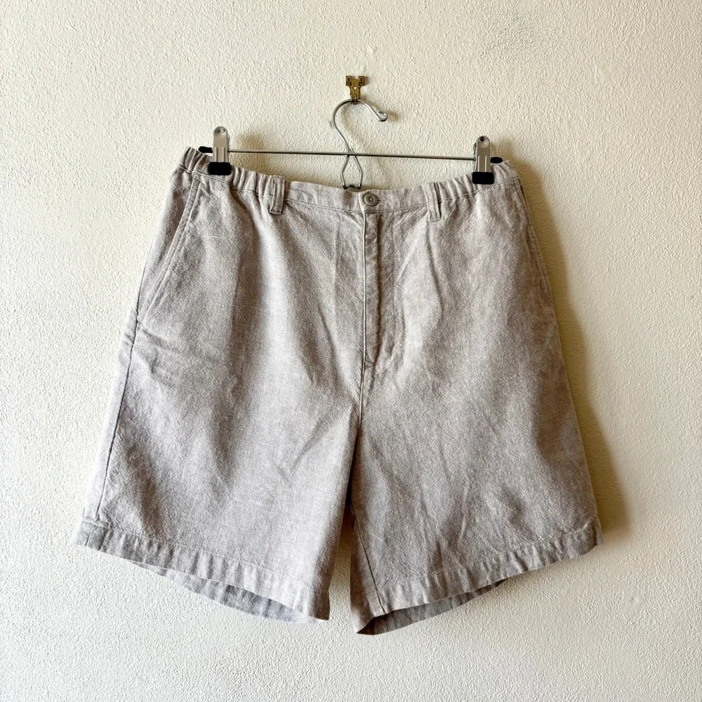Vintage Field Gear Linen Cotton Shorts Beige High Rise Elastic Waist Women's 12 - Picture 3 of 8